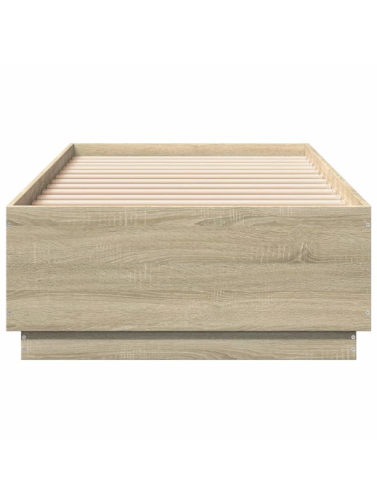 Gultas rāmis ar LED, ozolkoka , 100x200 cm, inženierijas koks