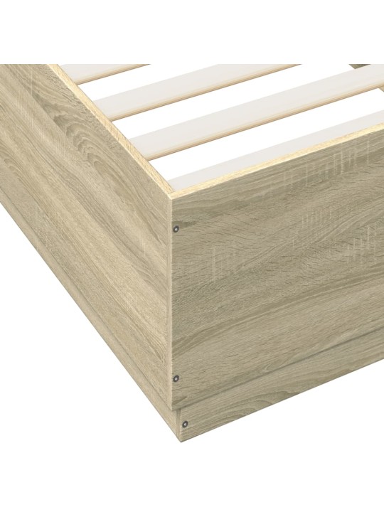 Gultas rāmis ar LED, ozolkoka , 100x200 cm, inženierijas koks