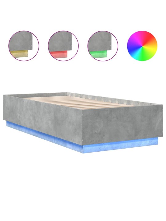 Gultas rāmis ar led, betona pelēks,100x200cm, inženierijas koks