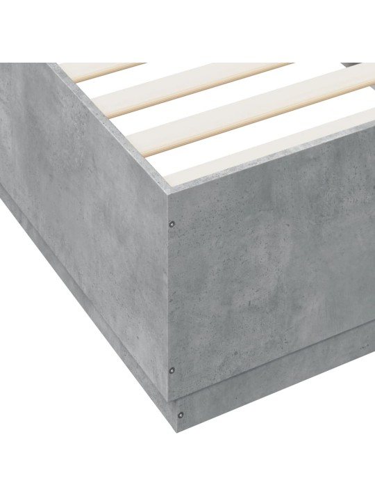 Gultas rāmis ar led, betona pelēks,100x200cm, inženierijas koks
