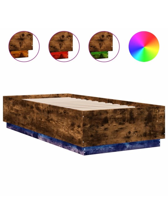 Gultas rāmis ar LED, ozolkoka , 100x200 cm, inženierijas koks