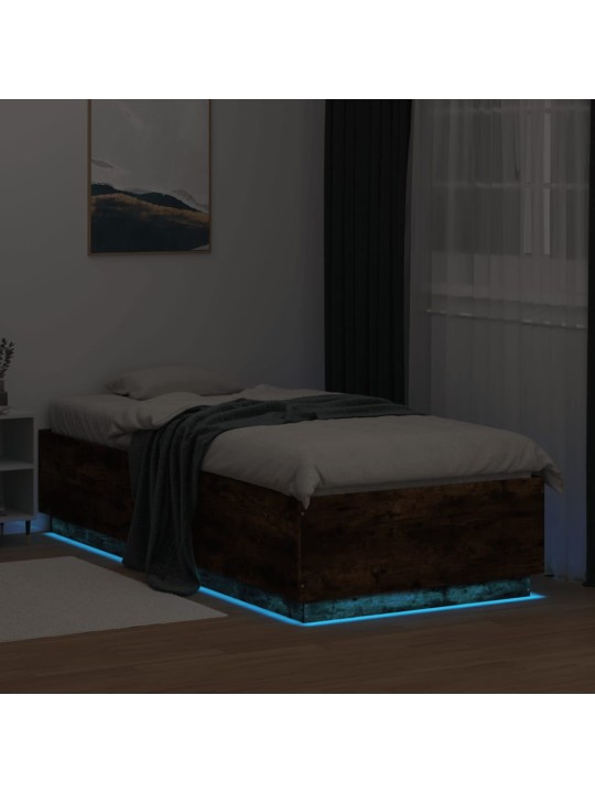 Gultas rāmis ar LED, ozolkoka , 100x200 cm, inženierijas koks