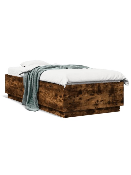 Gultas rāmis ar LED, ozolkoka , 100x200 cm, inženierijas koks