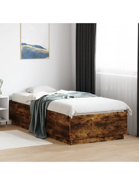 Gultas rāmis ar LED, ozolkoka , 100x200 cm, inženierijas koks