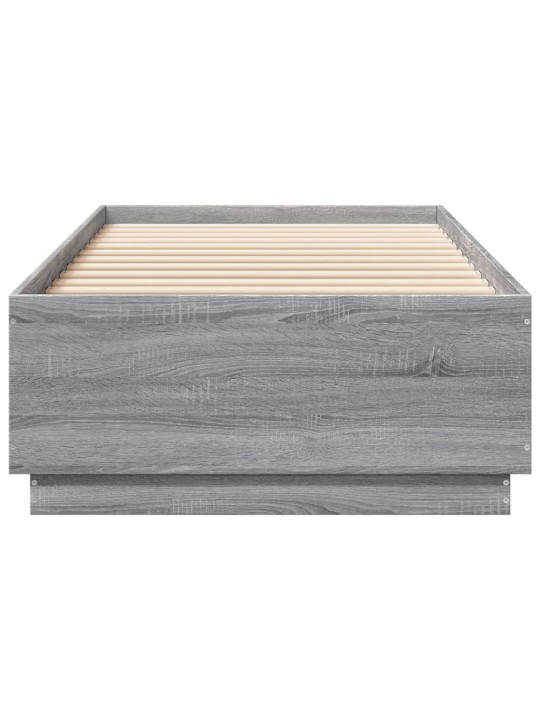 Gultas rāmis ar LED, pelēka koka, 100x200 cm, inženierijas koks