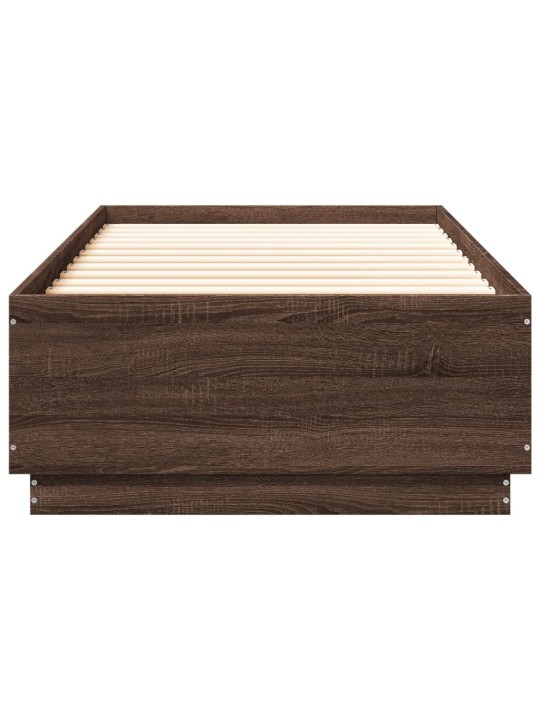 Gultas rāmis ar led, brūna koka, 100x200 cm, inženierijas koks