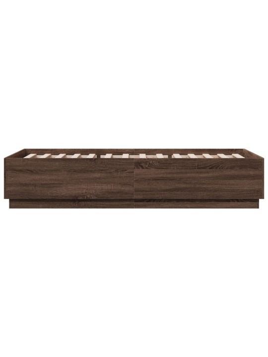 Gultas rāmis ar led, brūna koka, 100x200 cm, inženierijas koks