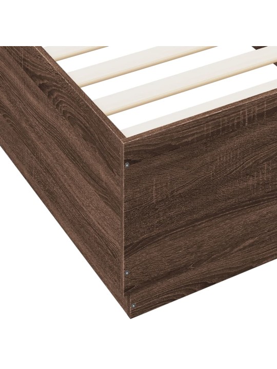 Gultas rāmis ar led, brūna koka, 100x200 cm, inženierijas koks