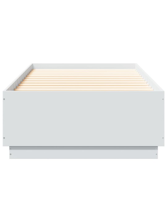 Gultas rāmis ar LED, balts, 90x200 cm, inženierijas koks