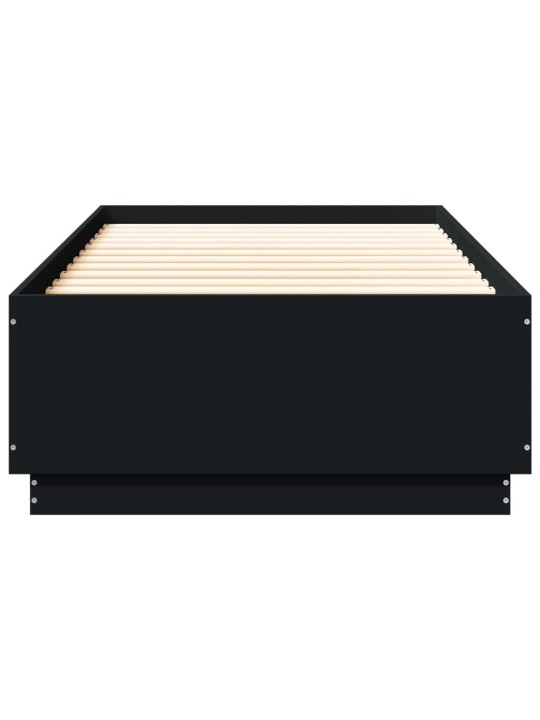 Gultas rāmis ar LED, melns, 90x200 cm, inženierijas koks