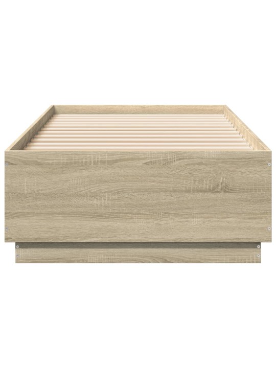 Gultas rāmis ar LED, ozolkoka, 90x200 cm, inženierijas koks