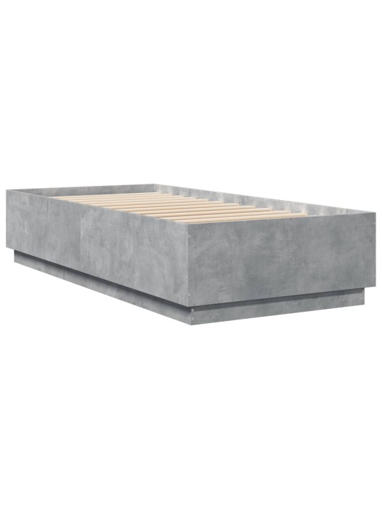 Gultas rāmis ar led, betona pelēks, 90x200cm, inženierijas koks