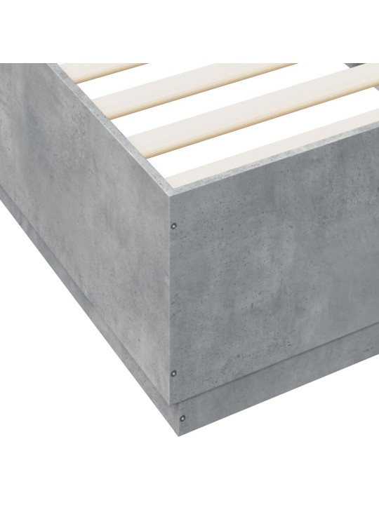 Gultas rāmis ar led, betona pelēks, 90x200cm, inženierijas koks