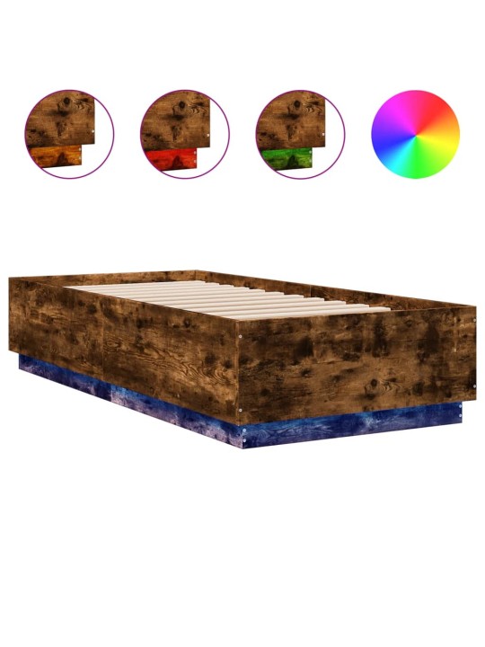Gultas rāmis ar LED, ozolkoka, 90x200 cm, inženierijas koks