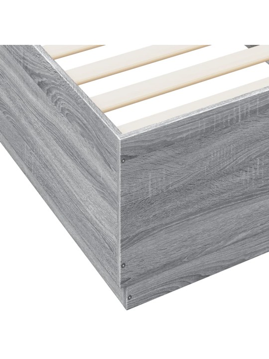 Gultas rāmis ar LED, pelēka koka, 90x200 cm, inženierijas koks