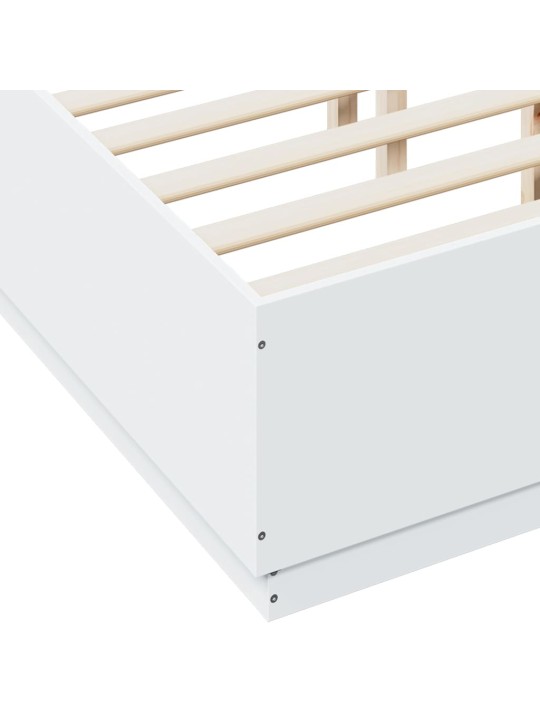 Gultas rāmis ar LED, balts, 135x190 cm, inženierijas koks