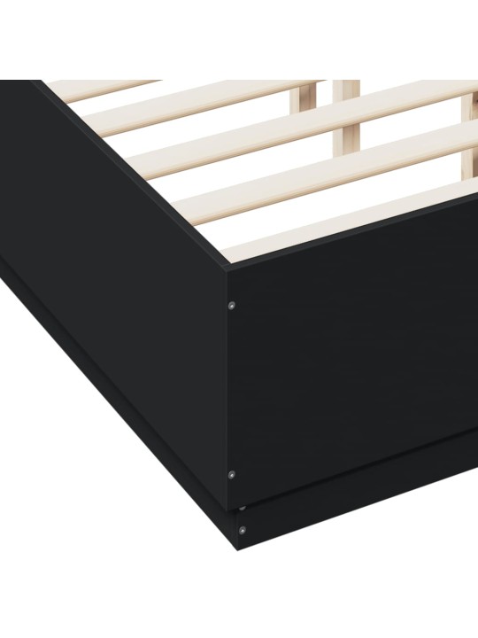 Gultas rāmis ar LED, melns, 135x190 cm, inženierijas koks