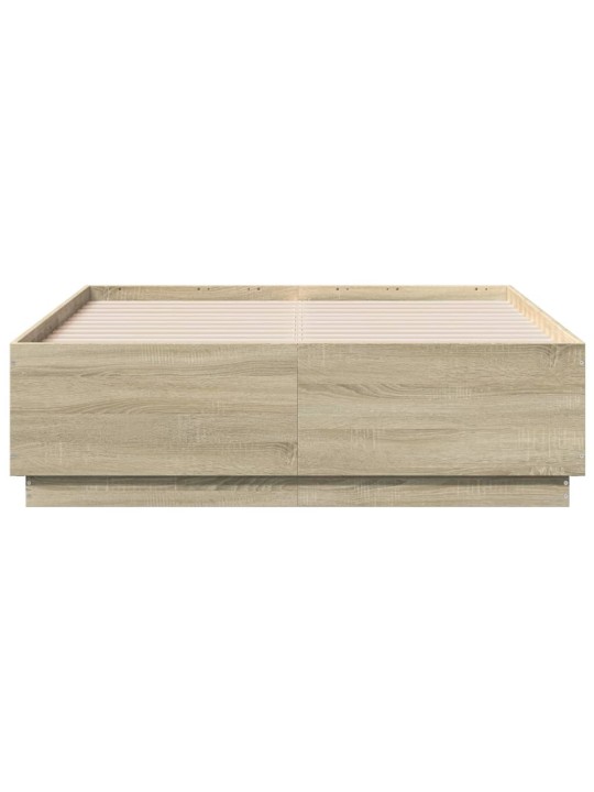 Gultas rāmis ar LED, ozola, 135x190 cm, inženierijas koks