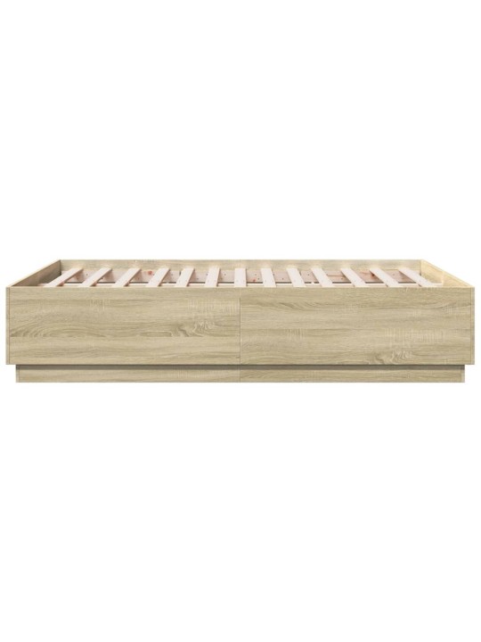 Gultas rāmis ar LED, ozola, 135x190 cm, inženierijas koks