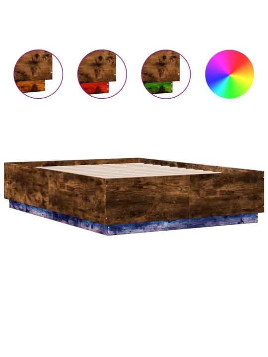 Gultas rāmis ar led, ozola krāsa, 135x190 cm, inženierijas koks
