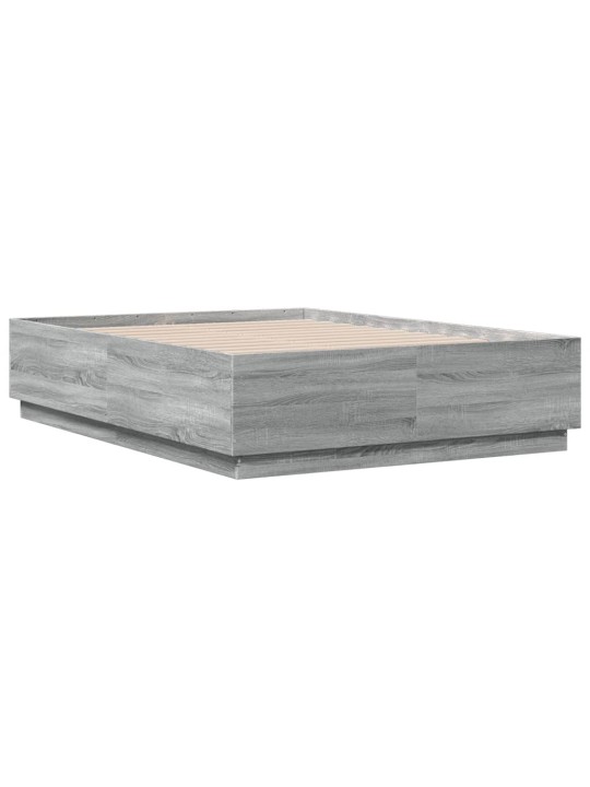 Gultas rāmis ar LED, pelēka ozola, 135x190cm, inženierijas koks