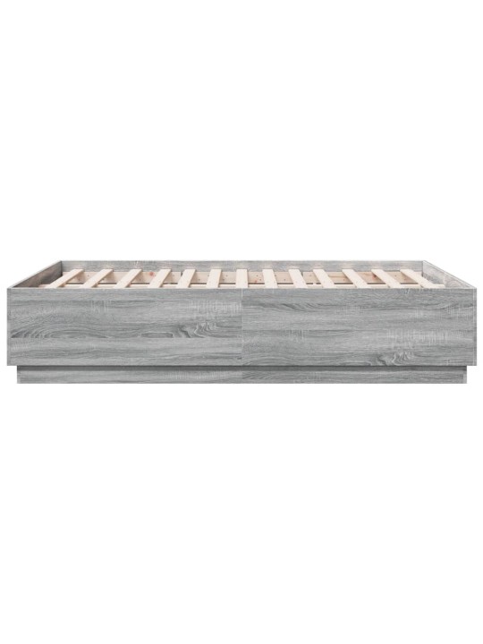 Gultas rāmis ar LED, pelēka ozola, 135x190cm, inženierijas koks