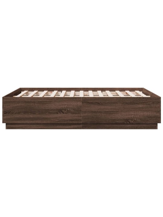 Gultas rāmis ar led, brūna ozola, 135x190 cm, inženierijas koks