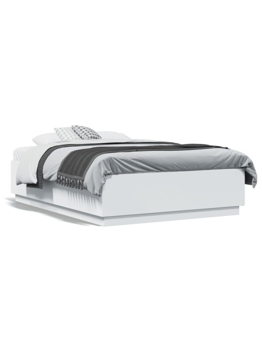 Gultas rāmis ar LED, balts, 120x190 cm, inženierijas koks