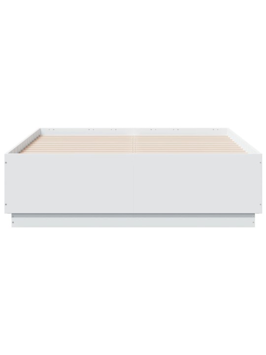 Gultas rāmis ar LED, balts, 120x190 cm, inženierijas koks