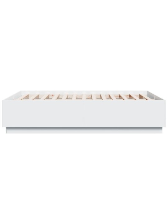 Gultas rāmis ar LED, balts, 120x190 cm, inženierijas koks
