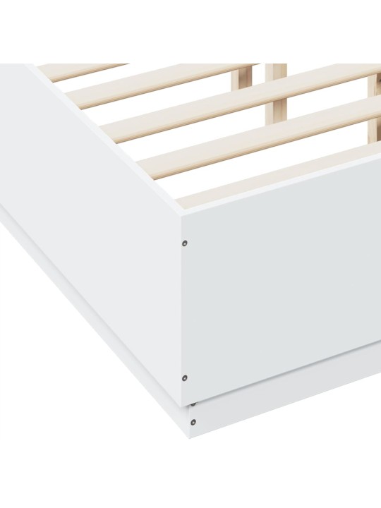 Gultas rāmis ar LED, balts, 120x190 cm, inženierijas koks