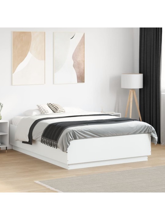 Gultas rāmis ar LED, balts, 120x190 cm, inženierijas koks