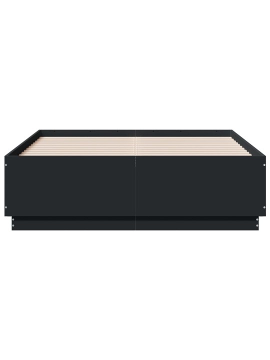 Gultas rāmis ar led, melns, 120x190 cm, inženierijas koks