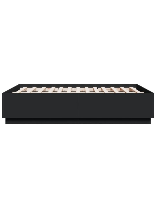 Gultas rāmis ar led, melns, 120x190 cm, inženierijas koks