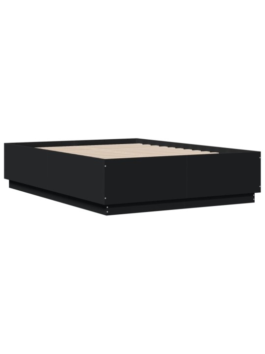 Gultas rāmis ar led, melns, 120x190 cm, inženierijas koks