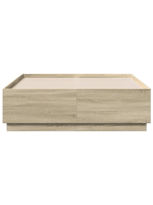 Gultas rāmis ar LED, ozola, 120x190 cm, inženierijas koks