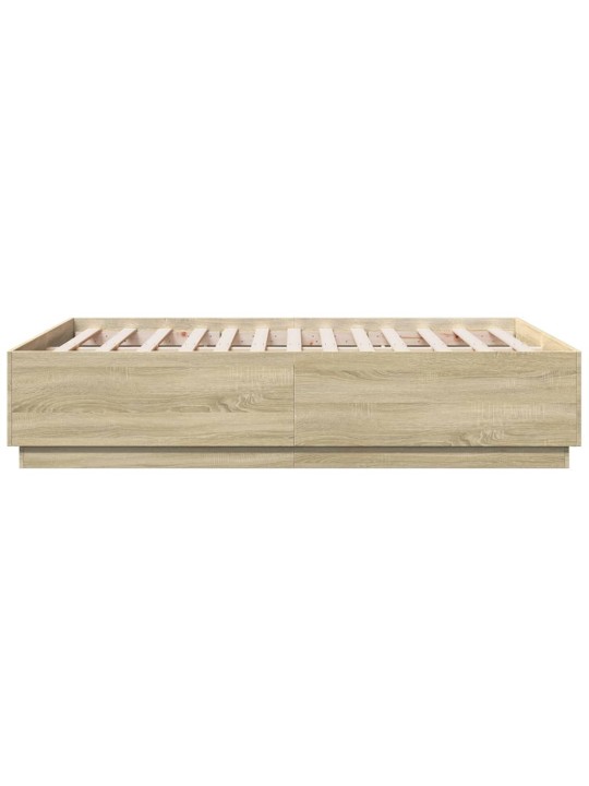 Gultas rāmis ar LED, ozola, 120x190 cm, inženierijas koks