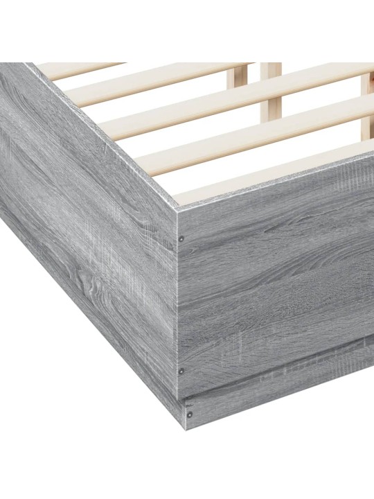 Gultas rāmis ar LED, pelēka ozola, 120x190cm, inženierijas koks