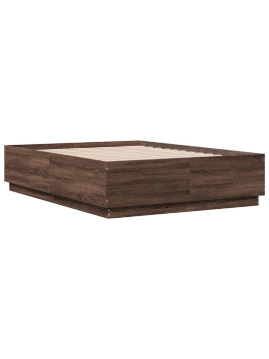 Gultas rāmis ar led, brūns, 120x190 cm, inženierijas koks