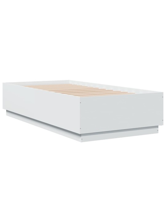 Gultas rāmis ar led, balts, 90x190 cm, inženierijas koks