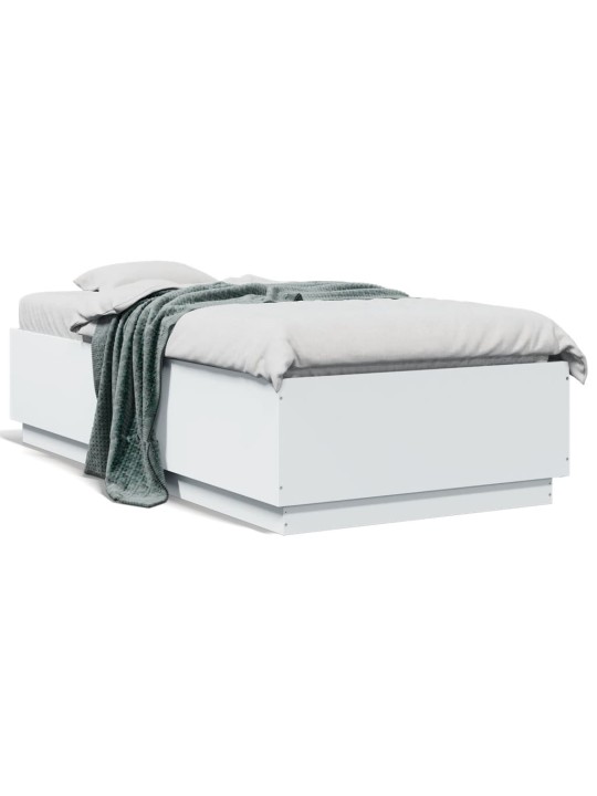 Gultas rāmis ar led, balts, 90x190 cm, inženierijas koks