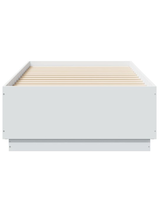 Gultas rāmis ar led, balts, 90x190 cm, inženierijas koks