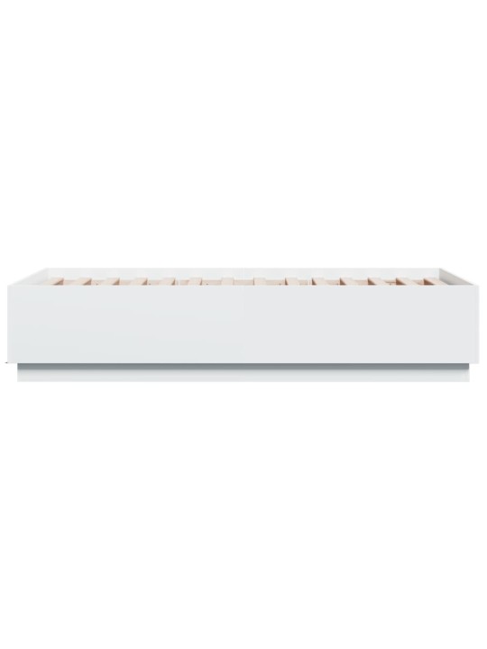 Gultas rāmis ar led, balts, 90x190 cm, inženierijas koks