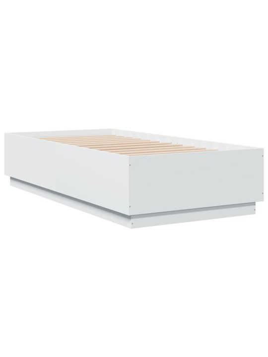 Gultas rāmis ar led, balts, 90x190 cm, inženierijas koks