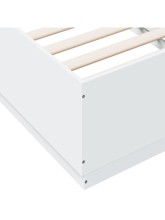 Gultas rāmis ar led, balts, 90x190 cm, inženierijas koks