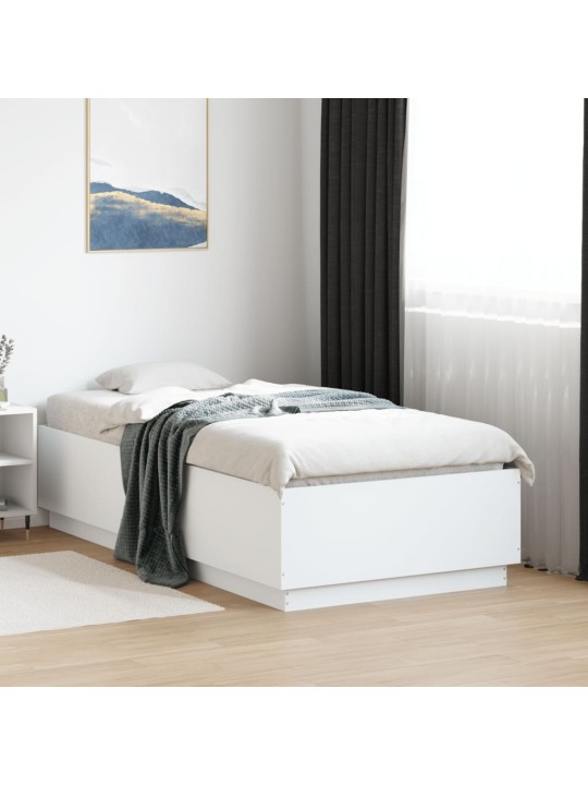 Gultas rāmis ar led, balts, 90x190 cm, inženierijas koks