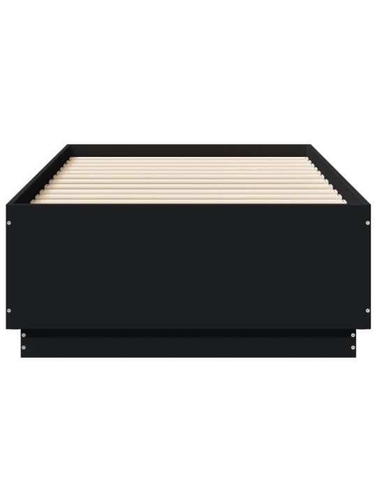 Gultas rāmis ar LED, melns, 90x190 cm, inženierijas koks