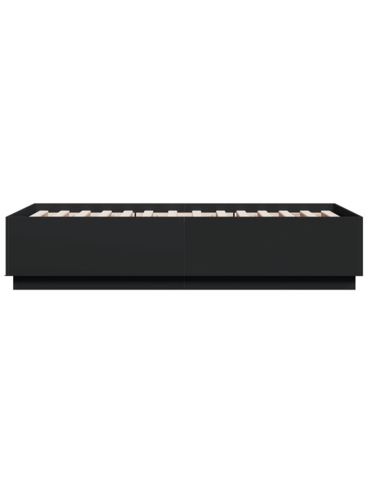 Gultas rāmis ar LED, melns, 90x190 cm, inženierijas koks