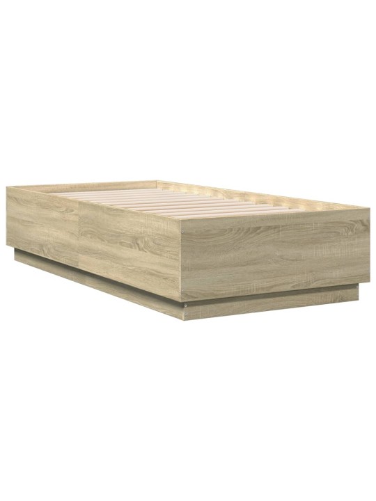 Gultas rāmis ar LED, ozolkoka, 90x190 cm, inženierijas koks