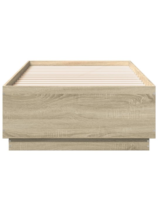 Gultas rāmis ar LED, ozolkoka, 90x190 cm, inženierijas koks